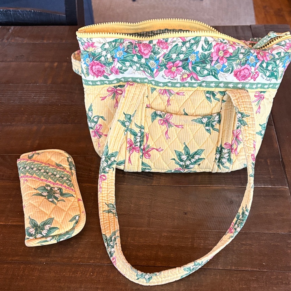 Vera Bradley Yellow Floral Quilted Shoulder Bag